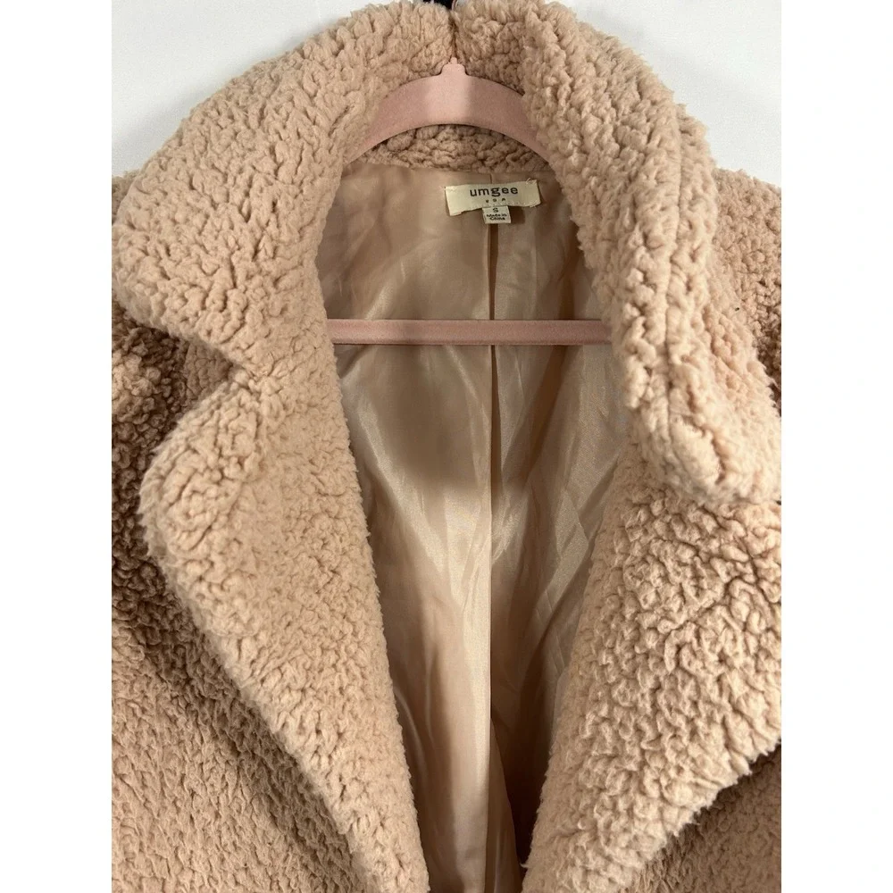 UMGEE Oversized Sherpa Teddy Jacket Size S Open Front Blush Pink Cozy Boho‎ Soft